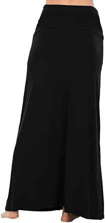 Skirt for Women- Comfy Foldover High Waist Long Flare A-Line Skirt Maxi Dress XS-3X Made in USA