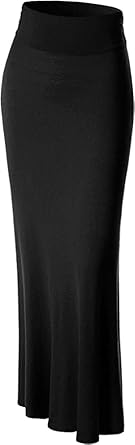 Skirt for Women- Comfy Foldover High Waist Long Flare A-Line Skirt Maxi Dress XS-3X Made in USA